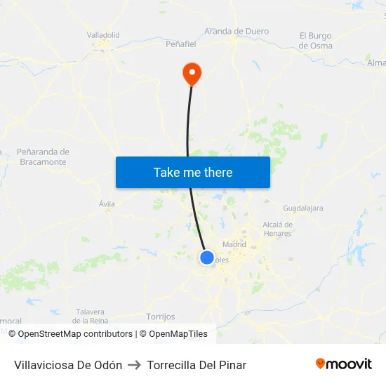 Villaviciosa De Odón to Torrecilla Del Pinar map