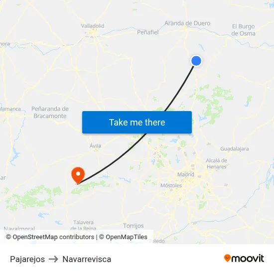 Pajarejos to Navarrevisca map