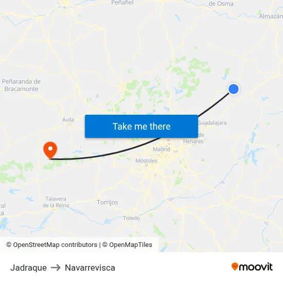 Jadraque to Navarrevisca map