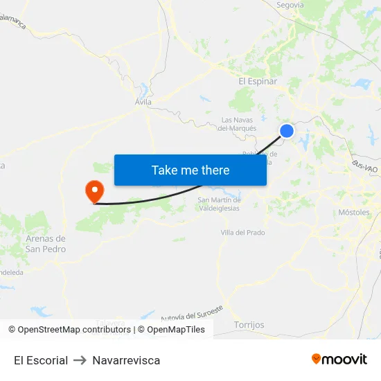 El Escorial to Navarrevisca map