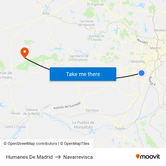 Humanes De Madrid to Navarrevisca map