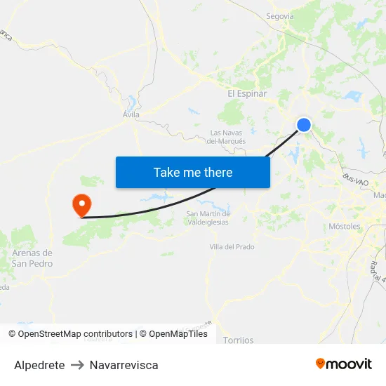 Alpedrete to Navarrevisca map