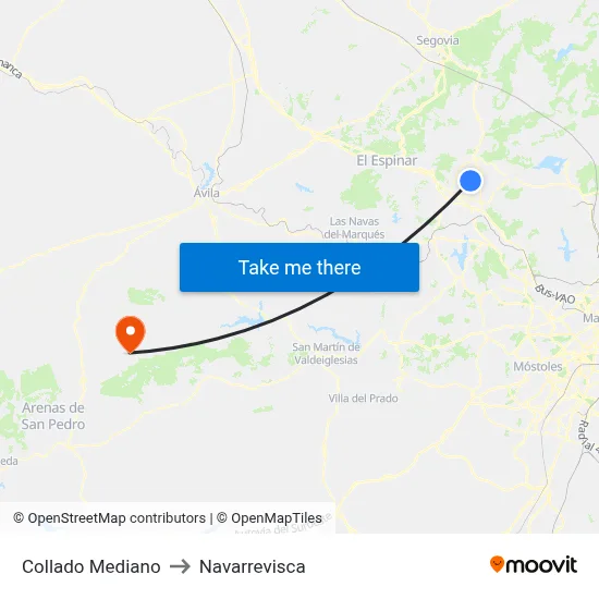 Collado Mediano to Navarrevisca map