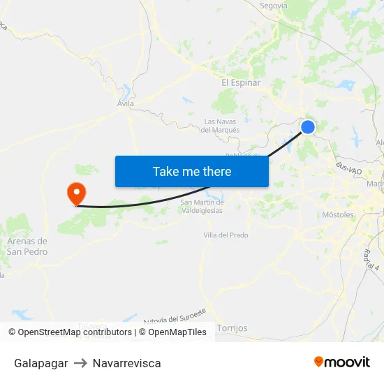 Galapagar to Navarrevisca map