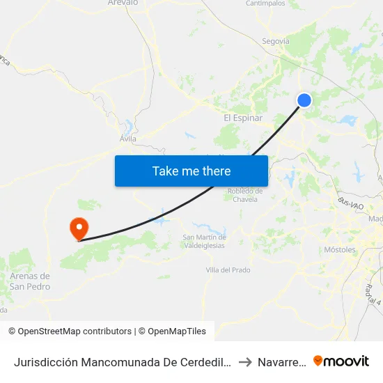 Jurisdicción Mancomunada De Cerdedilla Y Navacerrada to Navarrevisca map