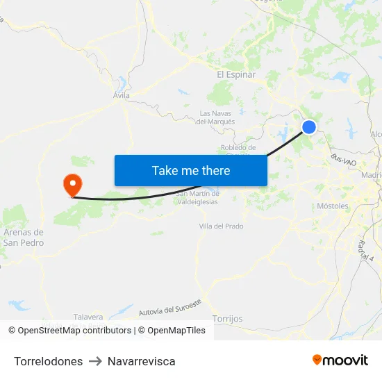 Torrelodones to Navarrevisca map