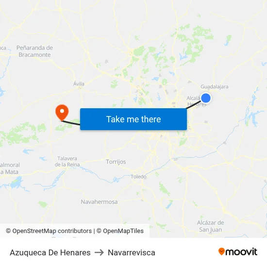 Azuqueca De Henares to Navarrevisca map