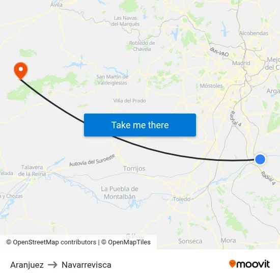 Aranjuez to Navarrevisca map