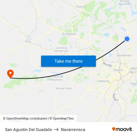 San Agustín Del Guadalix to Navarrevisca map
