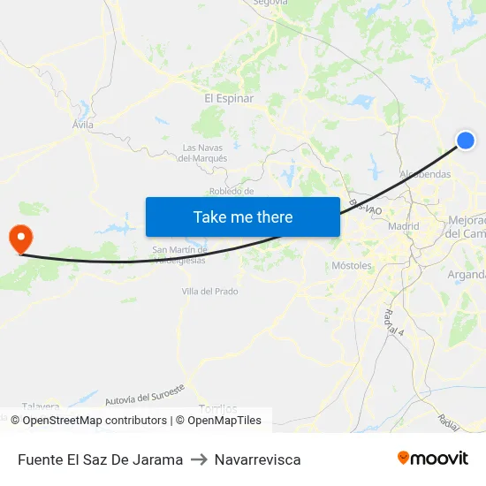 Fuente El Saz De Jarama to Navarrevisca map