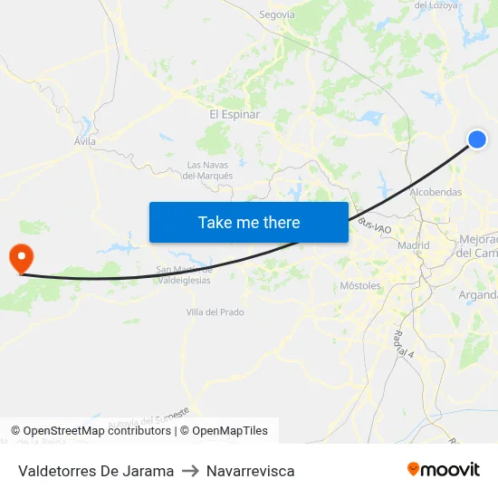 Valdetorres De Jarama to Navarrevisca map