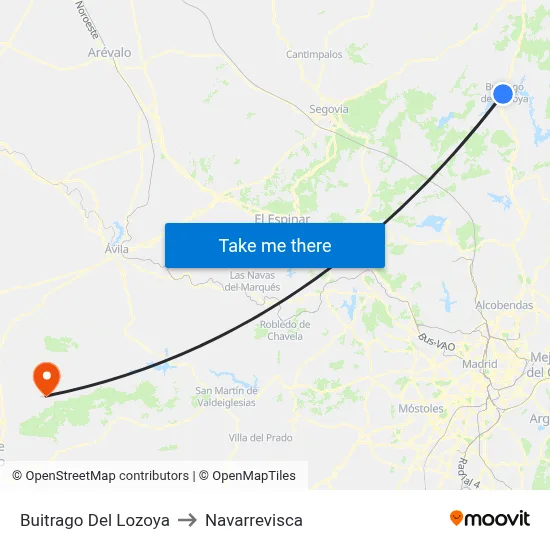 Buitrago Del Lozoya to Navarrevisca map