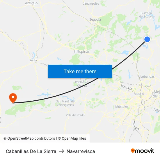 Cabanillas De La Sierra to Navarrevisca map
