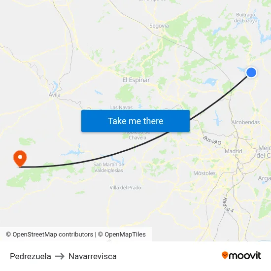 Pedrezuela to Navarrevisca map