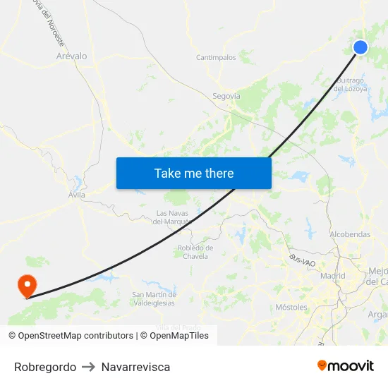 Robregordo to Navarrevisca map