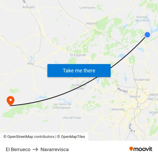 El Berrueco to Navarrevisca map