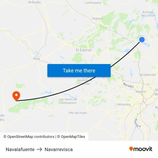 Navalafuente to Navarrevisca map