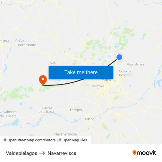 Valdepiélagos to Navarrevisca map