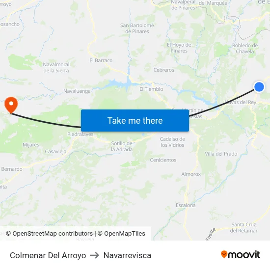 Colmenar Del Arroyo to Navarrevisca map