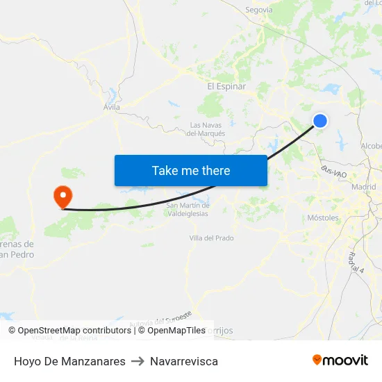 Hoyo De Manzanares to Navarrevisca map