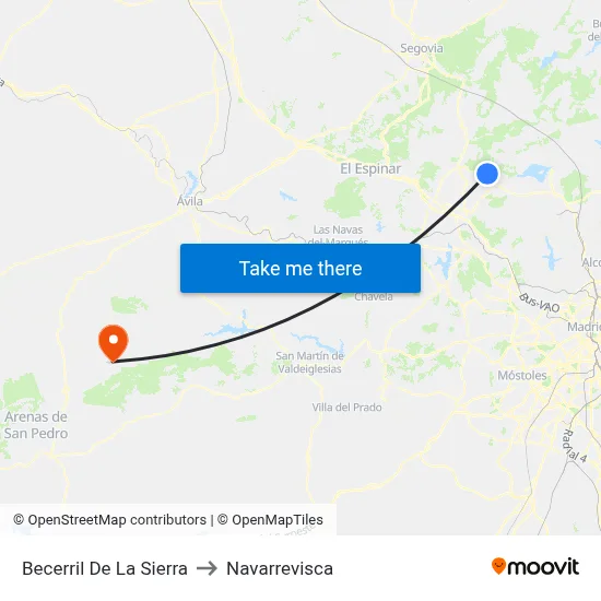 Becerril De La Sierra to Navarrevisca map