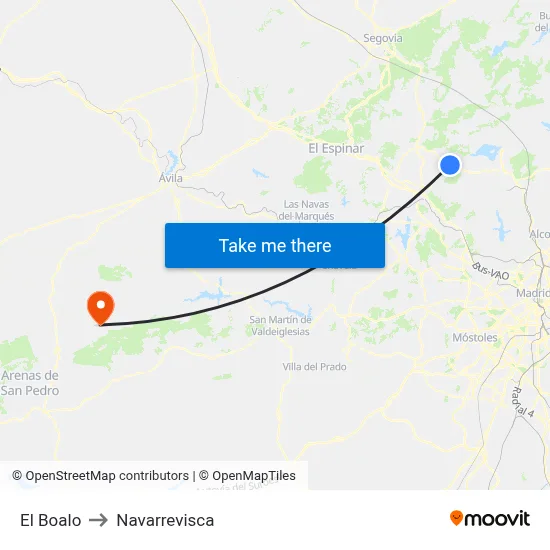 El Boalo to Navarrevisca map