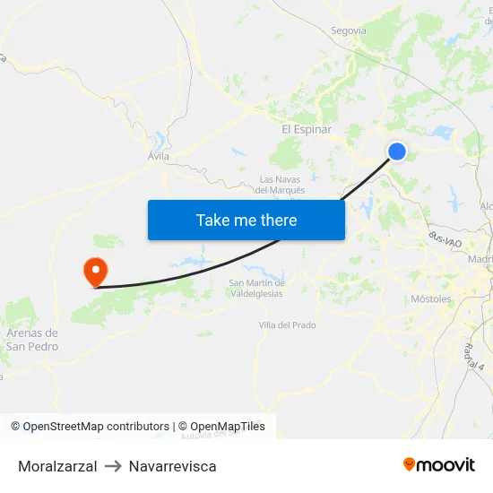 Moralzarzal to Navarrevisca map