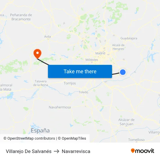 Villarejo De Salvanés to Navarrevisca map