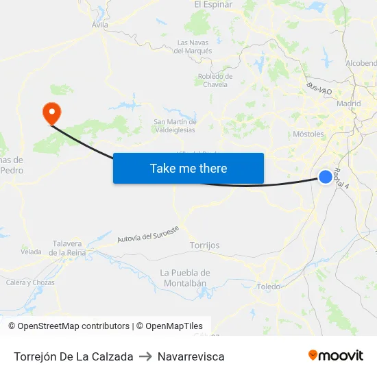Torrejón De La Calzada to Navarrevisca map