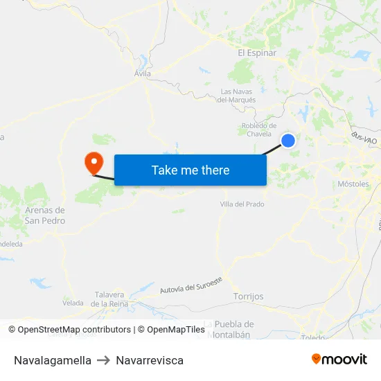 Navalagamella to Navarrevisca map