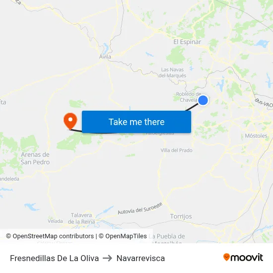Fresnedillas De La Oliva to Navarrevisca map
