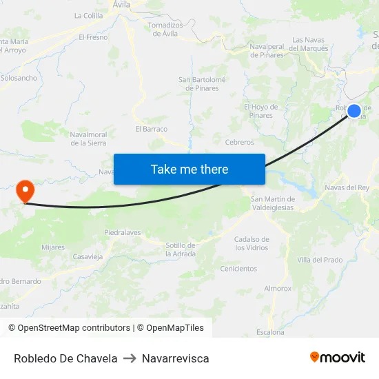 Robledo De Chavela to Navarrevisca map