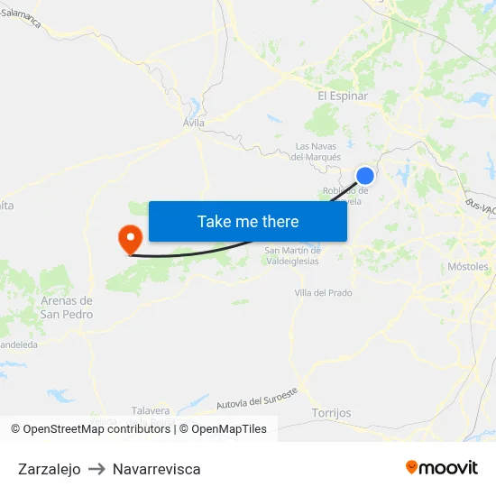 Zarzalejo to Navarrevisca map