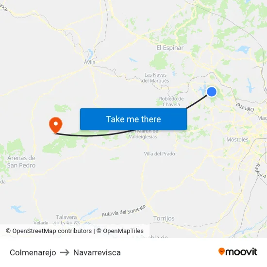Colmenarejo to Navarrevisca map