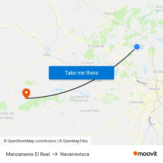 Manzanares El Real to Navarrevisca map