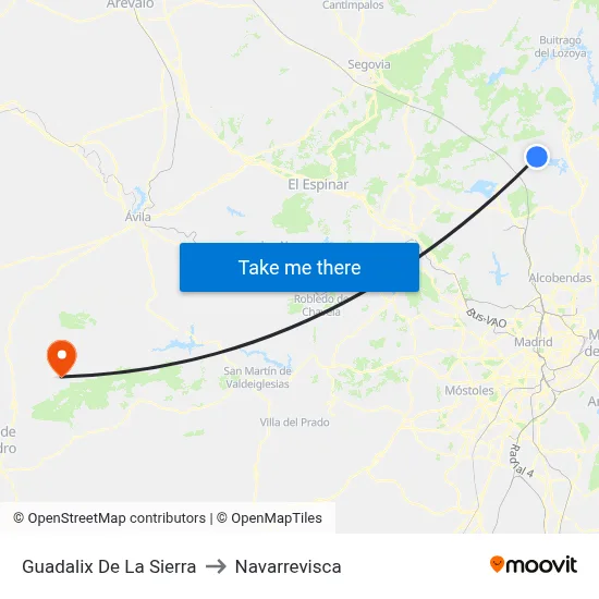 Guadalix De La Sierra to Navarrevisca map