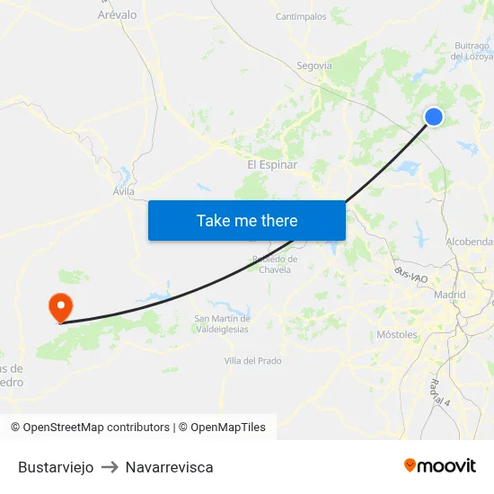 Bustarviejo to Navarrevisca map