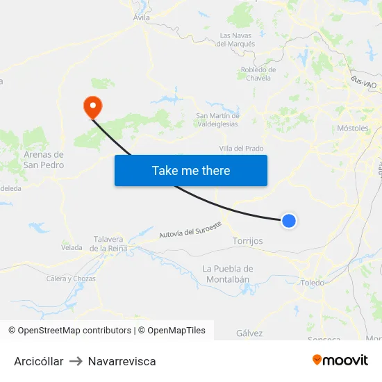 Arcicóllar to Navarrevisca map