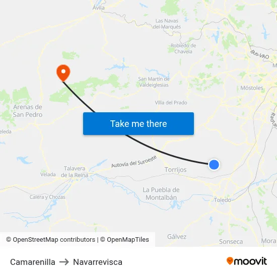 Camarenilla to Navarrevisca map