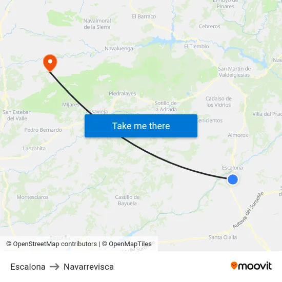 Escalona to Navarrevisca map