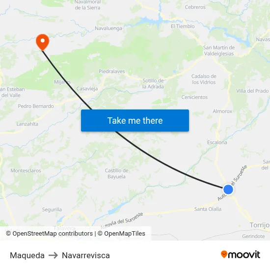 Maqueda to Navarrevisca map