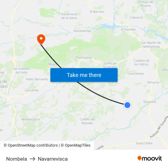Nombela to Navarrevisca map
