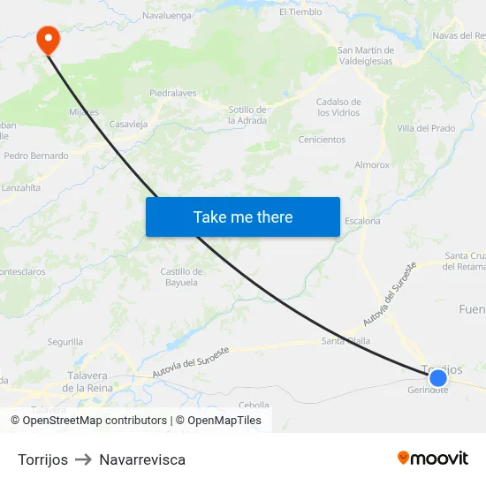 Torrijos to Navarrevisca map