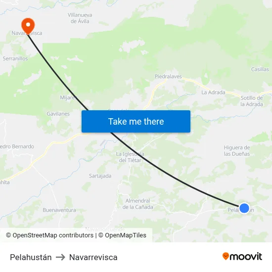 Pelahustán to Navarrevisca map
