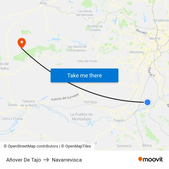 Añover De Tajo to Navarrevisca map
