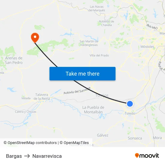 Bargas to Navarrevisca map