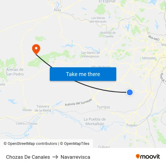 Chozas De Canales to Navarrevisca map