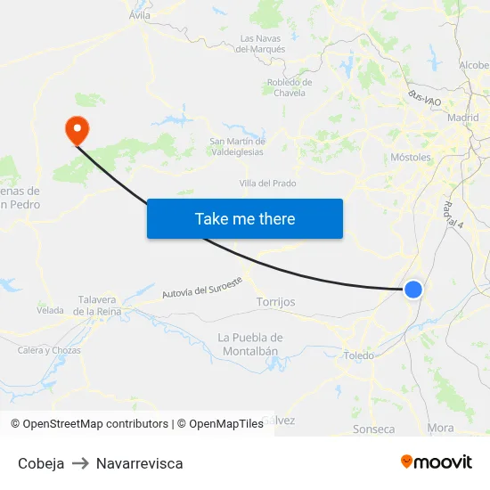 Cobeja to Navarrevisca map