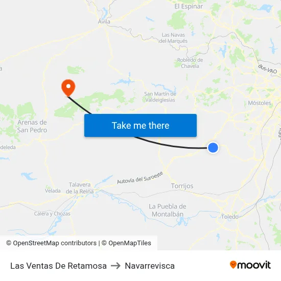 Las Ventas De Retamosa to Navarrevisca map