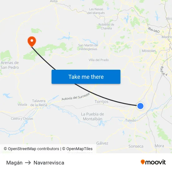 Magán to Navarrevisca map